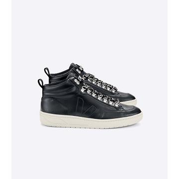 Men's Veja RORAIMA LEATHER High Tops White/Black | SG 107PJJ